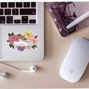 Floral sneaker Die cut sticker, laptop sticker, planner sticker, vinyl decal, aesthetic, motivational, flowers, spring stickers