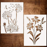 Lilies and Dandelion Stencil for Painting on Wood, Canvas, Furniture, Crafts - Reusable Flower Stencils (6"X8")