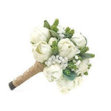 Real Touch Artificial White Ivory Peonies Hops Babys Breath Bridal Cascade Bouquet Bridesmaids Bouquets Prom Wedding Flowers CenterPieces