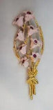 Vintage Mamselle Brooch Pin Pink Flower Bouquet Gold Tone Tulip Lily Rhinestone