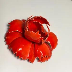 Vintage Enamel Red Pin Brooch Poppy Carnation Flower Painted Spring Jewelry