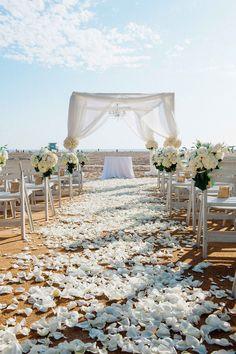 All-White Beach Wedding Flower Delivery