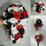 Red Black White Rose Calla Lily Bridal Wedding Bouquet Accessories