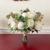 Ivory White & greenery bouquet, Wedding bouquet, bridal bouquet, bridesmaids bouquet, peony, wedding accessories, gold bouquet, corsages
