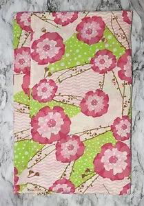 Vintage Twin Flat Sheet. Pink & Green. Poppies. Carnations. Patchwork. SPOT
