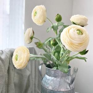 Faux Ranunculus Flower Stem - High Quality Artificial Floral / Wedding / Home Decoration / Gifts / DIY / Cream White