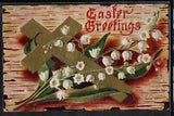 BR090 EASTER Greetings LILY of the VALLEY CROSS GOLD Embossed 1911
