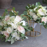 Ivory Roses, Blush Pink Roses, Rustic Bridal Bouquet, Real Touch Faux Roses, Eucalyptus Wedding Bouquets