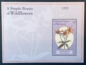 MICRONESIA WILDFLOWERS STAMP SOUVENIR SHEET MNH 2000 FLORA YELLOW MEADWOW LILY