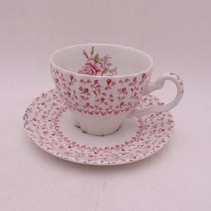 Vintage Johnson Bros Made in England Pink and White "Rose Bouquet" Teacup and Saucer Set - 5 Available Pretty Pink English Tea Cup