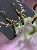 Single Lily Of The Valley Pearl Green Earrings Hook Dangle Made By Me Elegant AU