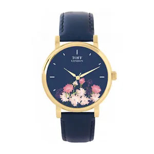 Toff London TLWS-37092 Ladies Pink Carnations Flower Watch