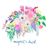 Hand Painted Original Custom Watercolor Bouquet - wedding, garden, wild flowers, peony, lilac, tropical, romantic, eucalyptus, bougainvillea