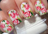 Peony Flower Nail Art Stickers Transfers Decals Set of 22 - A1082