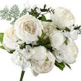 FiveSeasonStuff Beige Silk Peonies Artificial Flower Bouquet