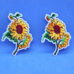 Large  red yellow sunflower  sun flower  embroidered iron on patch   kids apparel 7.8x13cm 3x5inch bulk lot