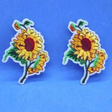Large  red yellow sunflower  sun flower  embroidered iron on patch   kids apparel 7.8x13cm 3x5inch bulk lot