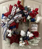 America the Beautiful 4th July grapevine wreath by Taylormadecustombows 22x20x6"