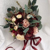 Boho Wedding Bouquet Burgundy Mauve Eucalyptus Wedding Maroon Bouquet Deep Red Flowers Blush Cream Flowers Wedding Style Dusty Rose