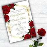 Red Roses and Gold Luxury Wedding Invitation