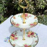 Royal Stafford Bouquet 2 Tier cake stand, cupcake stand, Afternoon Tea,High Tea, Gift for Her, House Warming Gift, Thanksgiving Gift for Her