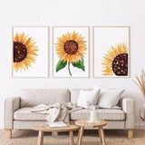 Yellow Sunflower Set of 3 Botanical Watercolour Floral Art Decor A5 A4 A3 A2 Prints