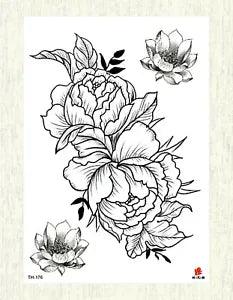wholesale face decor peony lotus flower large 8.25" arm tattoo