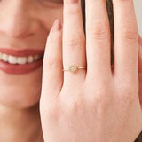 14K Yellow Gold Sunflower Engagement Ring, Handmade Sun Jewelry with Center Stone, Women's Stackable Wedding Ring, Anniversary Gift for Her
