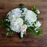 SALE READY to ship, Lily Of the Valley Bouquet, Boho Wedding Bouquet, Peony Bridal Bouquet, Silk Wedding Flowers, White Wedding Flowers