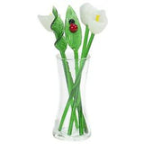Decorative Artificial Glass Flower Bouquet with Vase, Gift Boxed ??C White Lilies