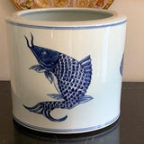 Chinese Porcelain Blue Fish Decoration Orchid Planter