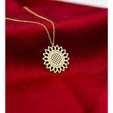 Sunflower Rose Gold Necklace/ Sterling Silver Minimalist Floral Pendant/ Valentine's Day Gift for Her Nature Lover/ Romantic Necklaces