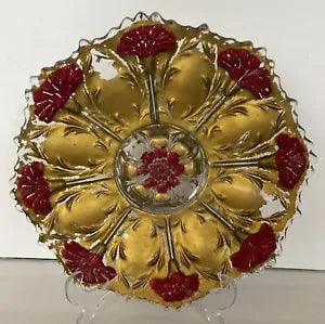 Goofus Glass Lancaster Glass Carnation Plate 1900's 11???Diameter