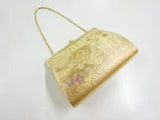 6615883: JAPANESE KIMONO / VINTAGE BAG / SAGANISHIKI / WOVEN PEONY & UME BLOSSOM