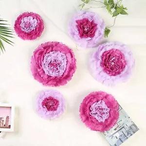 24 pack 7" 9" 11" Lavender Tissue Paper Carnation Flowers Home Backdrop