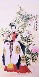100% ORIENTAL ASIAN ART CHINESE FIGURE WATERCOLOR PAINTING-Beauty&peony flowers
