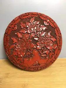 Collect China antique Iacquer ware Handmade subshrubby peony flower lines Box