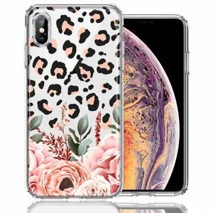 For Apple iPhone Xs Max Classy Peach Peony Rose Flowers Leopard Case
