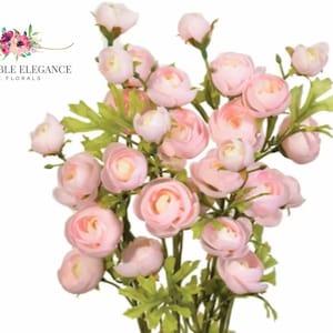 Light Pink Mini Ranunculus, Artificial Silk Flowers, 18" Bush, Blush Pink Wedding Flowers, Faux Rose Bouquet, Fake Ranunculus, Miniature