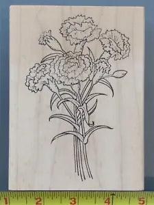 CARNATION LARGE Wood/Rubber Stamp flower bud bouquet plants RND-K755 Rainy Day