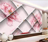 3D Pink Peony Flower G9786 Wallpaper Wall Murals Removable Self-adhesive Honey
