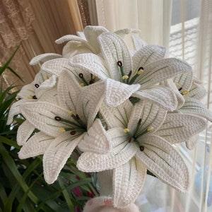 Crochet Lilies Bouquet Beautiful Room Decor Knitted Flowers Lily Flower