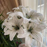 Crochet Lilies Bouquet Beautiful Room Decor Knitted Flowers Lily Flower
