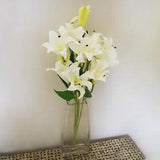 Artificial Flowers Lily Plant White Large Bare Stem 60cm Realistic by Leaf