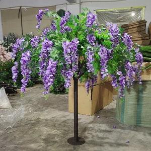 Lavish Bridal Orchid Purple Wisteria Flowing Floral Vines Artificial Tree Wedding Decoration