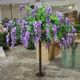 Lavish Bridal Orchid Purple Wisteria Flowing Floral Vines Artificial Tree Wedding Decoration