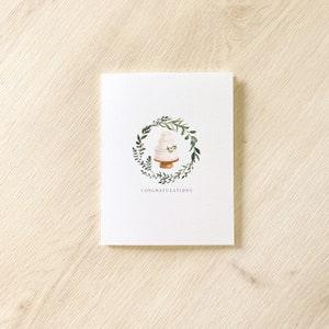 Cake greenery wedding card - minimal wedding card - engagement card