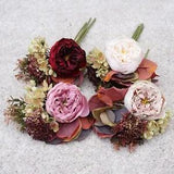 Red Artificial Silk Flowers Big Peony Bouquet Home Decoration Autumn...