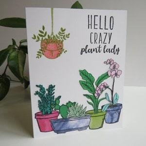 handmade card with potted plants blank card