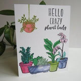 handmade card with potted plants blank card